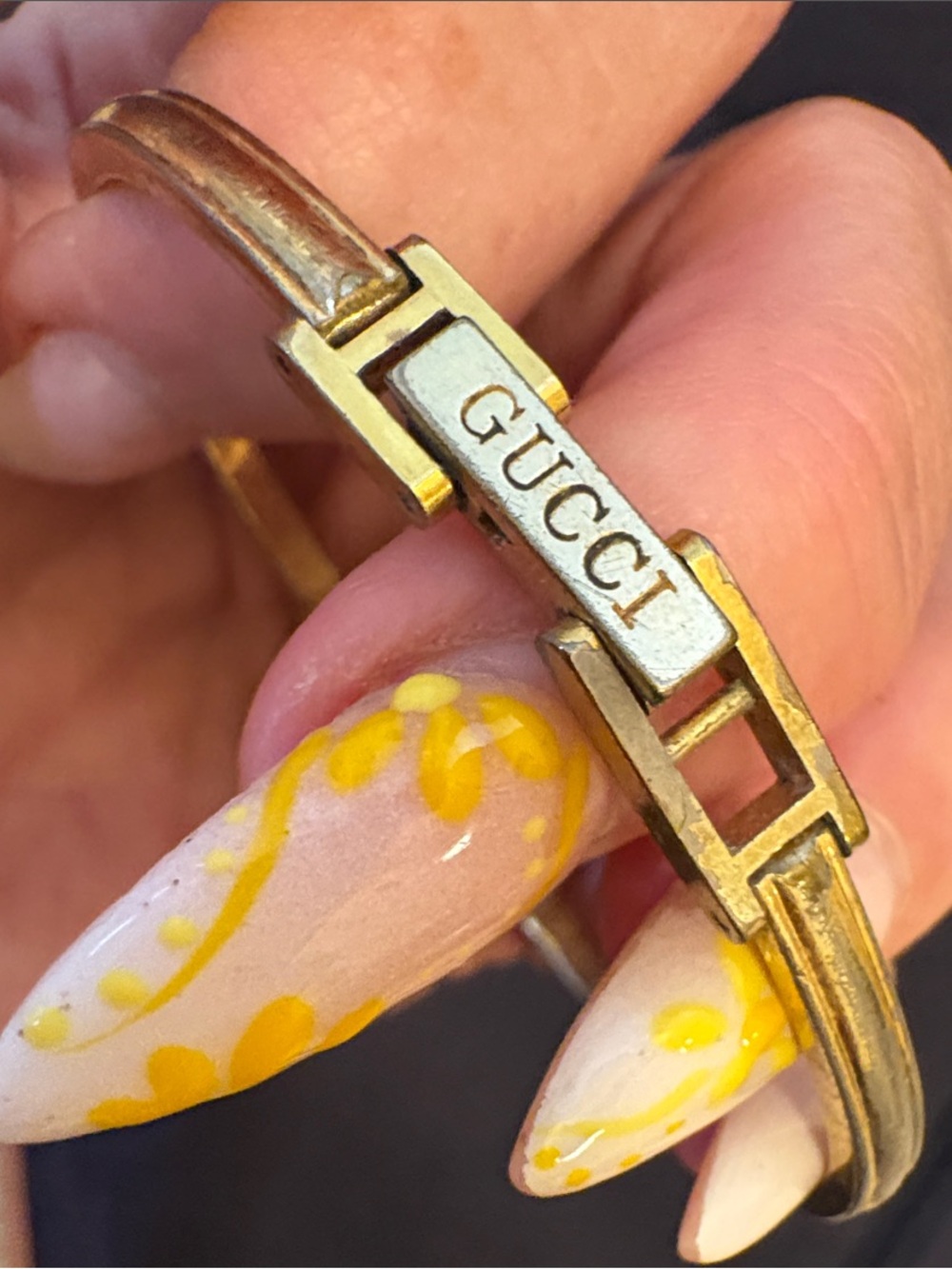 Gucci Two-Tone Gold and Silver Round Bangle Watch - Picture 3 of 3